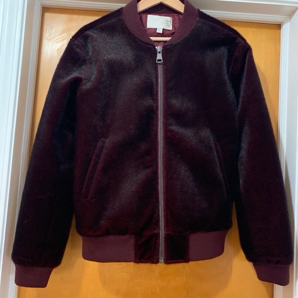JOA faux fur coat burgundy
